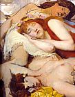 Sir Lawrence Alma-tadema Famous Paintings - Exhausted Maenides after the Dance
